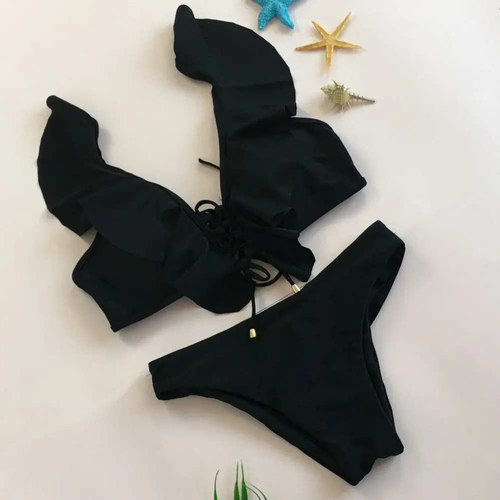 

Summer Sexy Women Bikini Set Swimsuit Ruffle Bandage New Fashion Ladies Bathing Suit Swimwear Beachwear Swimming Set