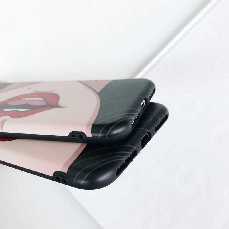 STROLLIFE Interesting Selfie Phone Case For iPhone8 7 6s Plus XS Max Sexy Red Lip Cover iPhone XR X Soft IMD Back Shell |