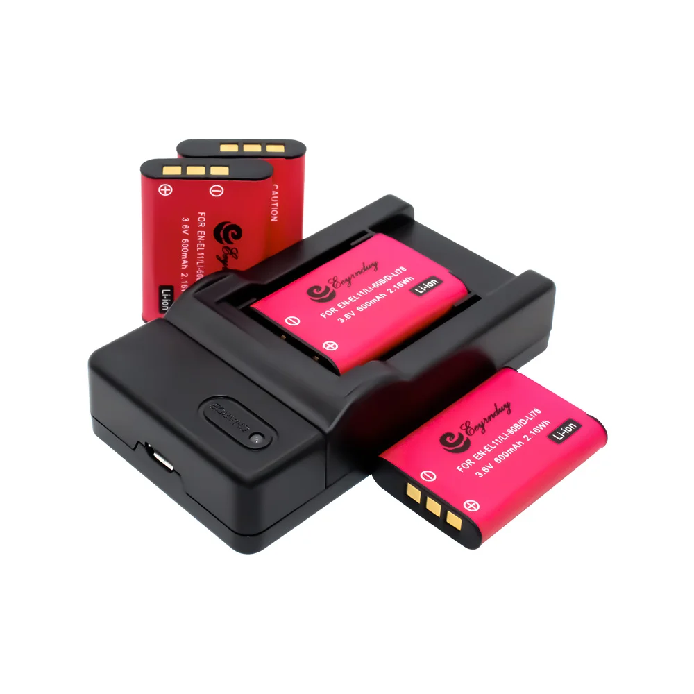 Сменная батарея EN-EL11 EN EL11 D-LI78 DLI78 4-Pack и 1 шт. USB зарядное устройство для Pentax Optio S1 M50 M60