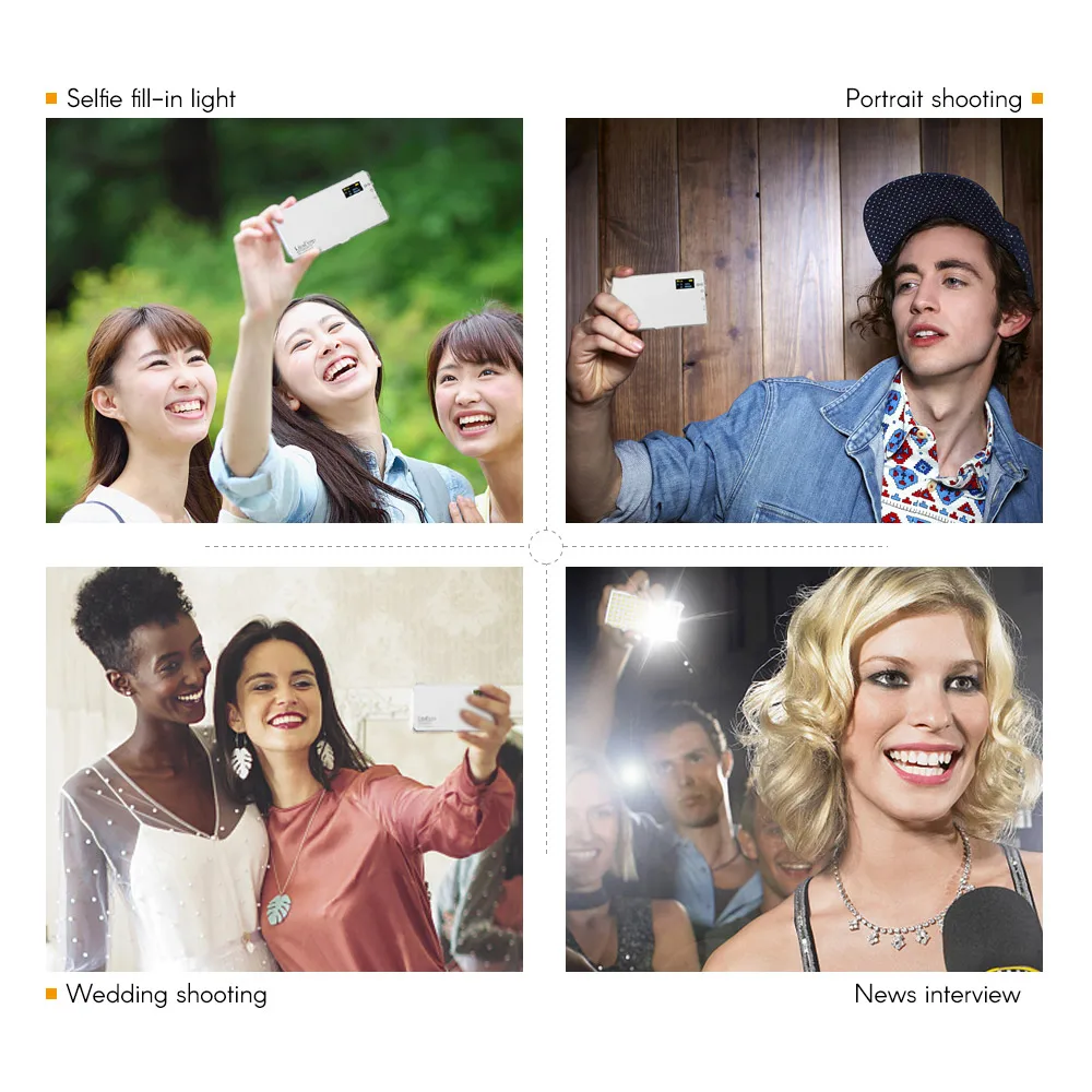LituFoto F12 Mini LED Video selfie studio Light photographic lighting 3200-5600K Brightness 5%-100% CRI 96+ with Mount Adapter |