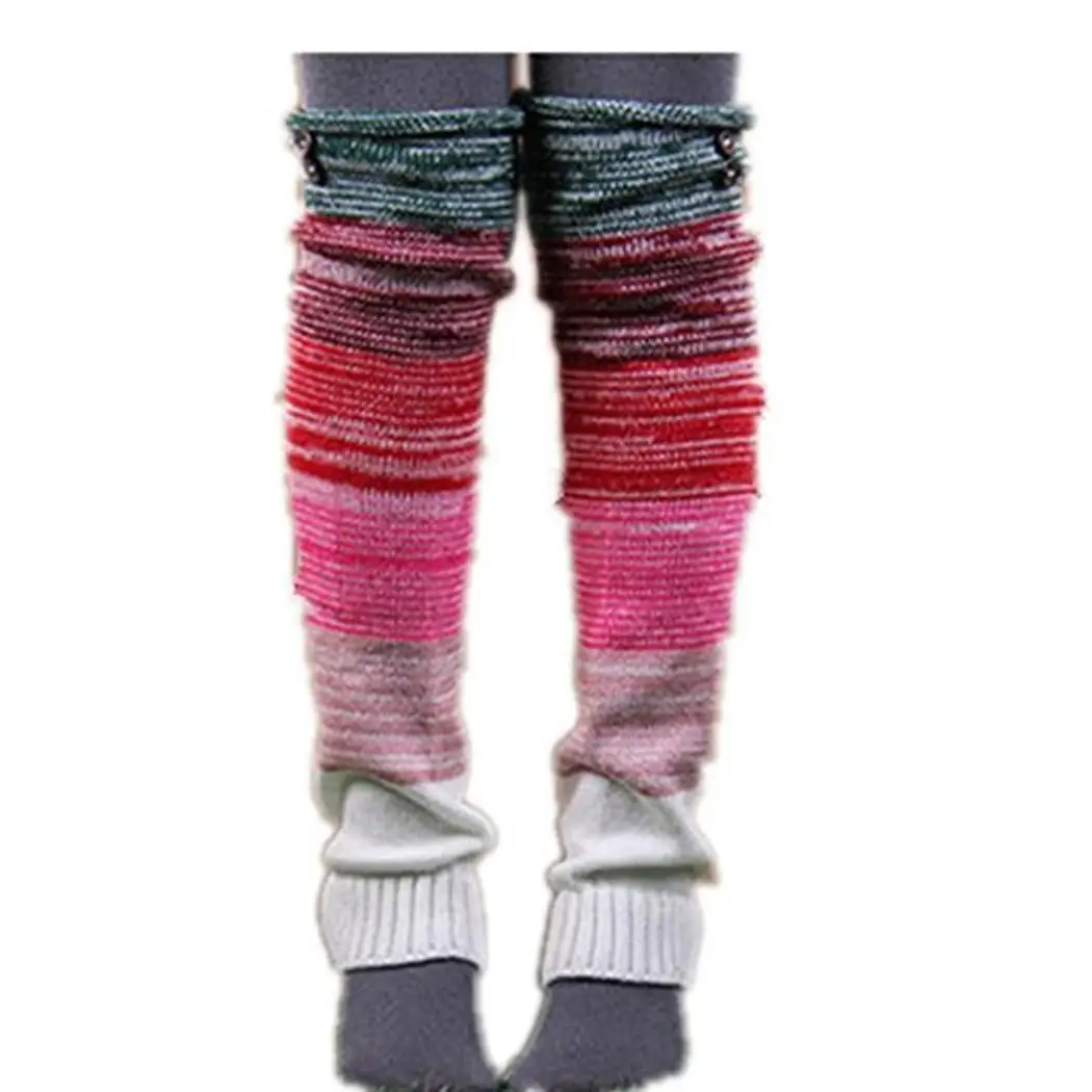 Повседневные женские эластичные вязаные гетры чулки обтягивающие леггинсы