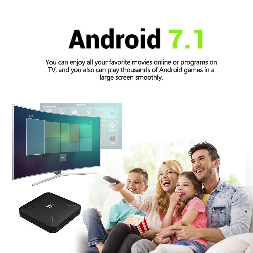 TX1 Android 7 1 ТВ приставка Allwinner H3 1G/8G UHD 4K Умный домашний кинотеатр Поддержка H.265 3D
