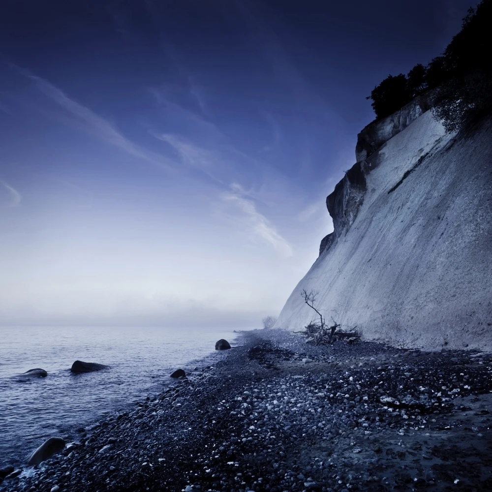 Приморский и мел гора в вечерний Mons Klint cliffs Дания плакат печать (28x28)|Таблички
