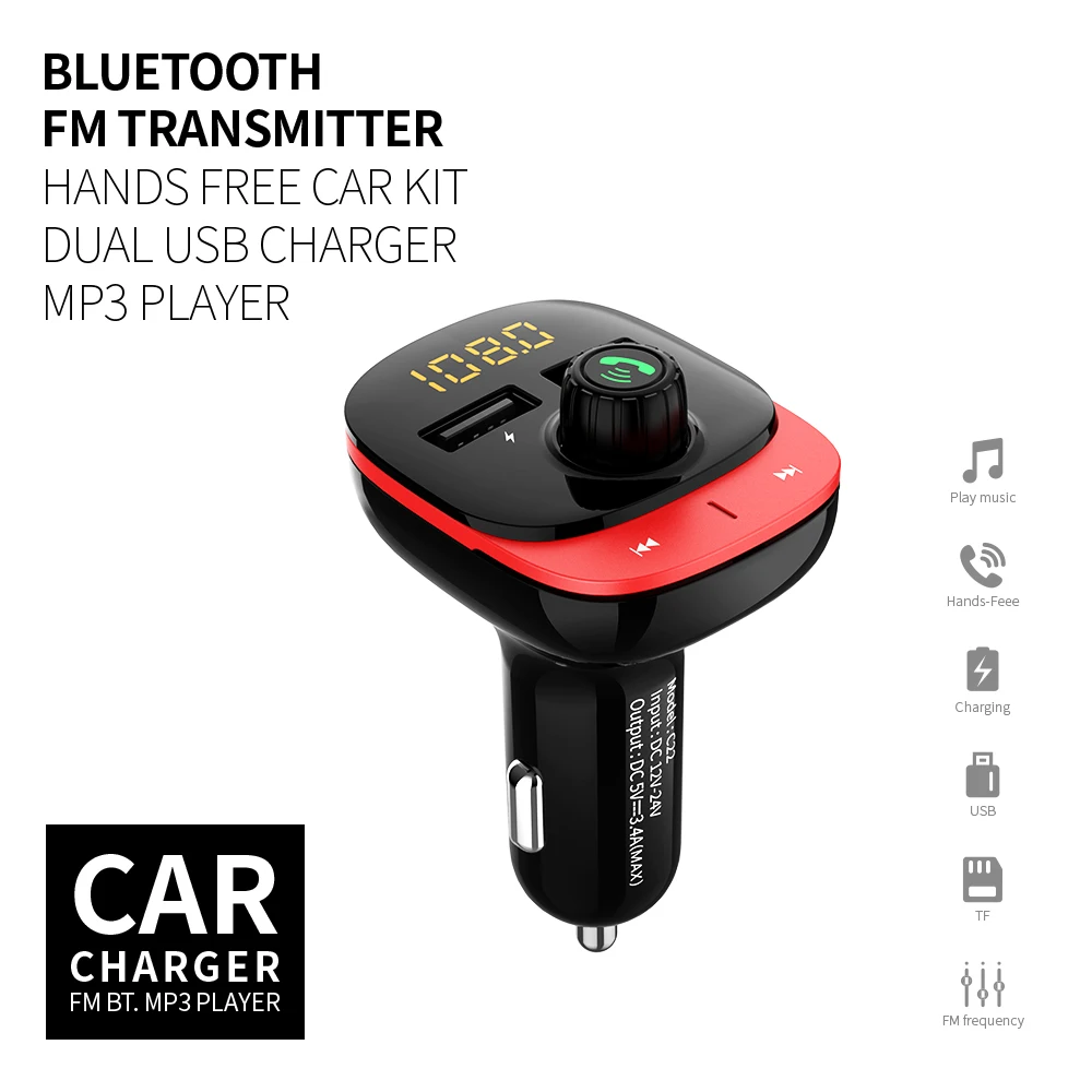 Автомобильное зарядное устройство с двумя usb портами для быстрой зарядки Hands Free