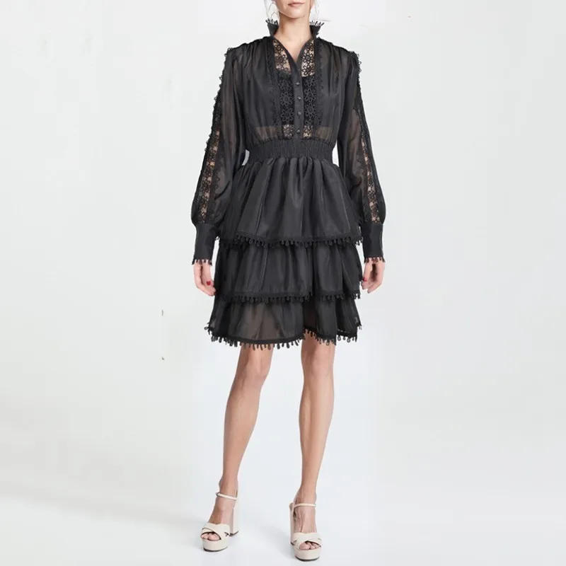 Платье с длинным рукавом TWOTWINSTYLE весеннее корейское воротником стойкой|Женские