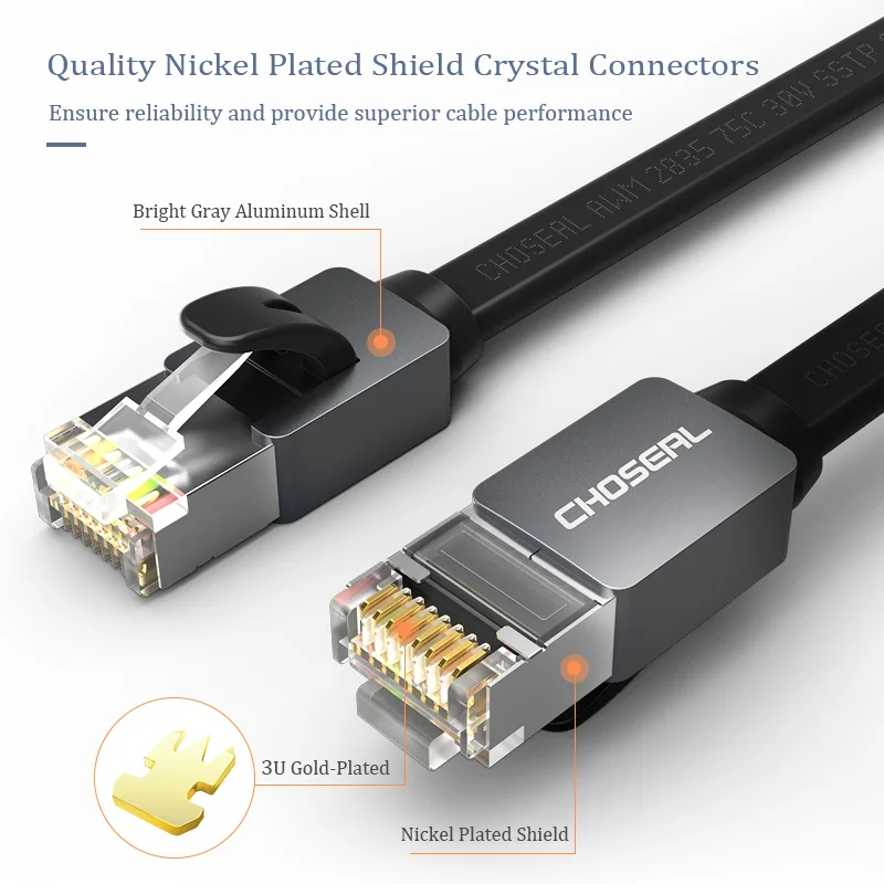 Сетевой кабель CHOSEAL CAT 7 RJ45 Ethernet LAN 10 Гбит/с 30AWG STP сетевой патч-корд для