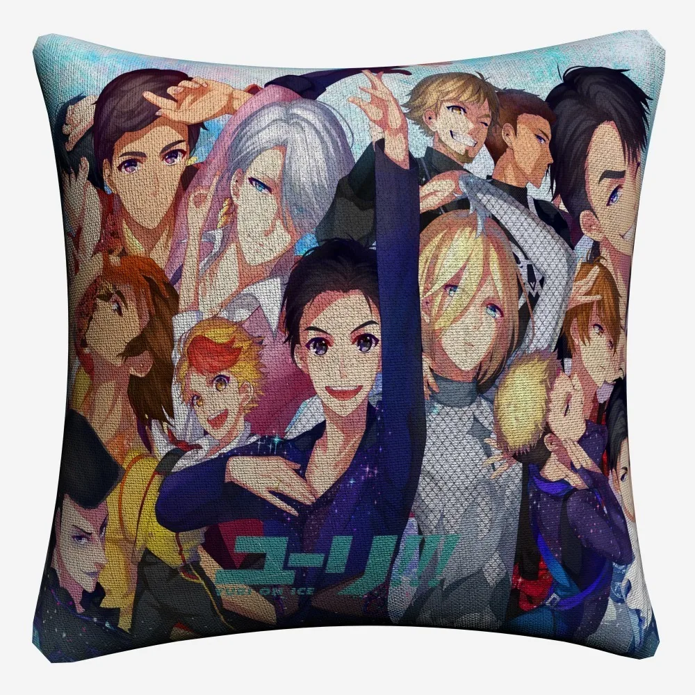 Yuri On Ice аниме персонажи мягкие хлопковые льняные наволочки 45x45 см Классический