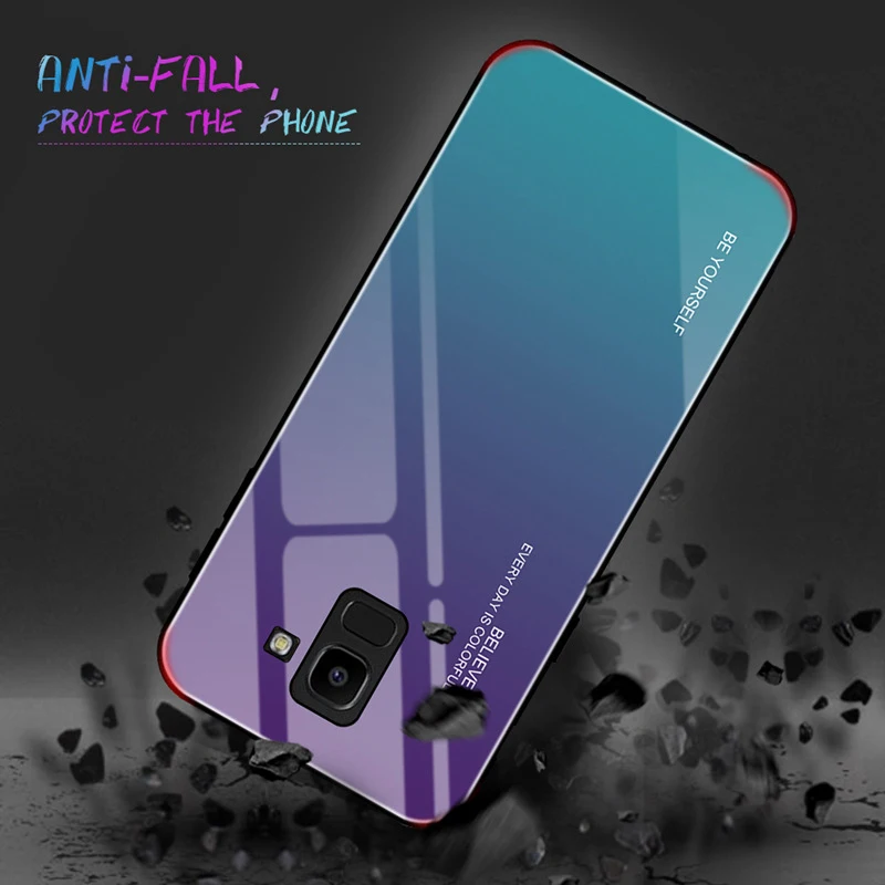 Luxury Phone Case For Samsung S9 Plus Note 8 9 Tempered Glass Back Cover S8 A5 A7 2017 A6 A8 J4 J6 J8 2018 |