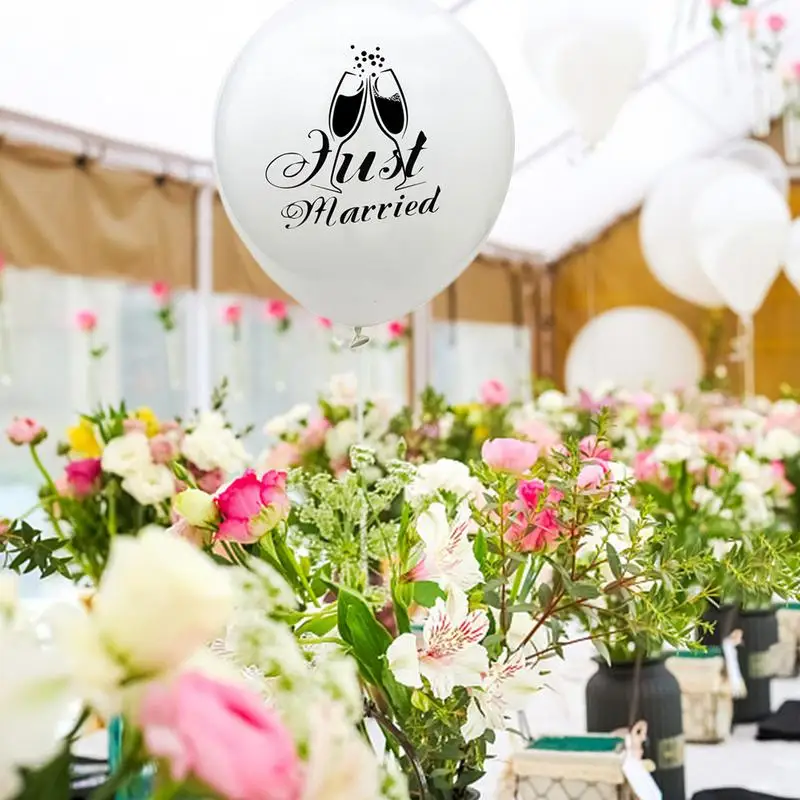 Balloon Set - 15pcs 12-Inch Just Married Pattern Latex Confetti Combination Mr To Mrs Decoration Wedding | Дом и сад