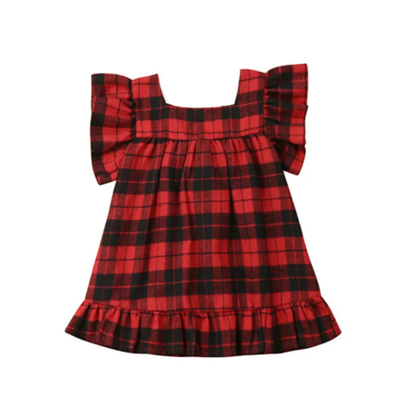 Summer Fashion Plaid Toddler Kids Baby Girls Bow Princess Party Dress Sundress Clothes Newborn Girl 1-6T O-neck | Детская одежда и
