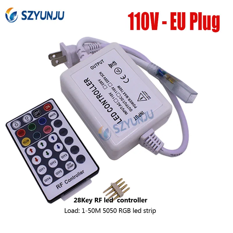 AC 110V штепсельная вилка США 220v ЕС контроллер RF RGB с 28Key LED пульт дистанционного
