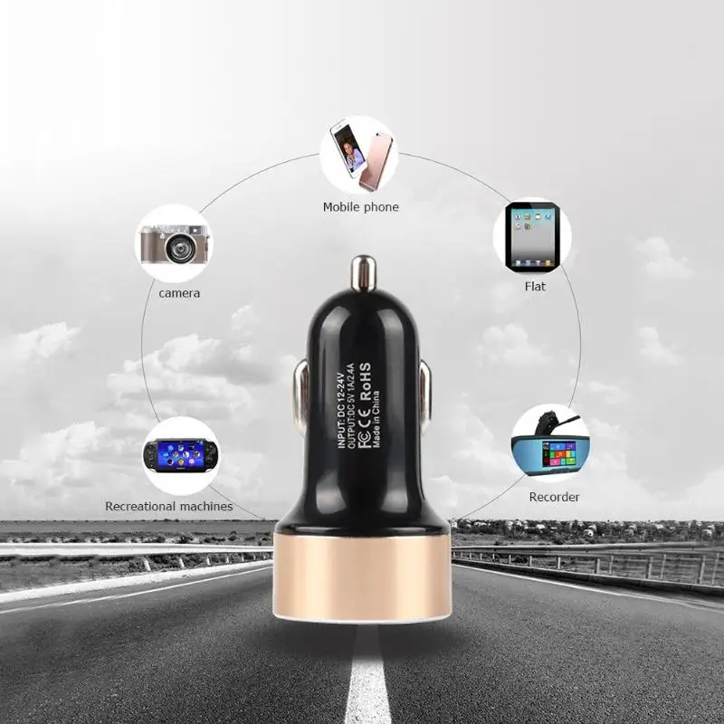 2018 новый двойной Переходник USB для зарядки в машине 2.1A цифровой светодиодный