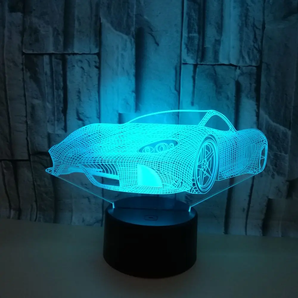 Новый автомобиль спортивный моделирование 3D ночник красочный сенсорный Usb