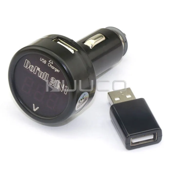 5 шт./лот цифровой тестер/зарядное устройство DC12V 24V Вольтметр DC V/2A USB адаптер для