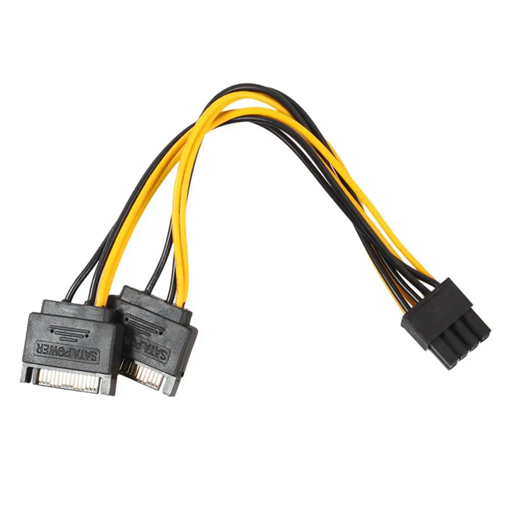 Двойной 15Pin SATA к PCI E 8 контактный кабель PC компьютер Видеокарта шнур питания| |