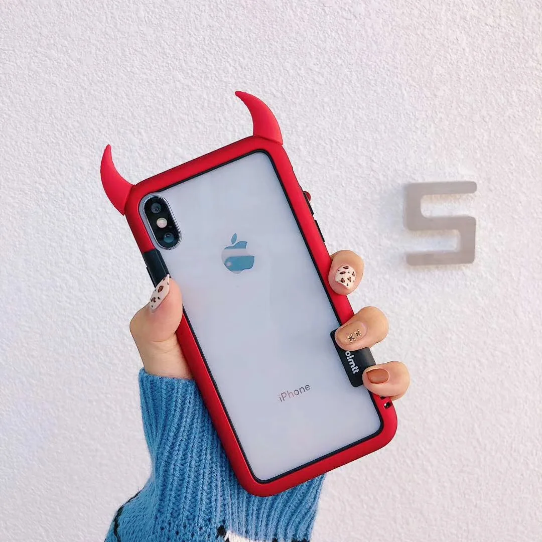 Новый Модный чехол для телефона с 3D рогом демона Iphone 6 S 7 8 Plus XS XR мультяшная
