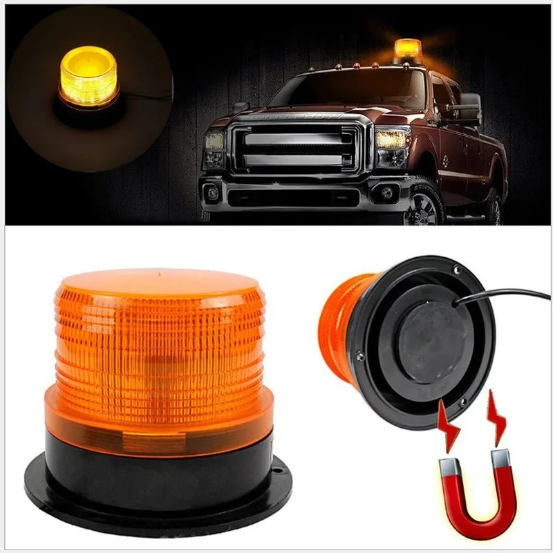 

Car truck LED flashing light cargo truck carrying round signal magnetic ceiling warning light warning light