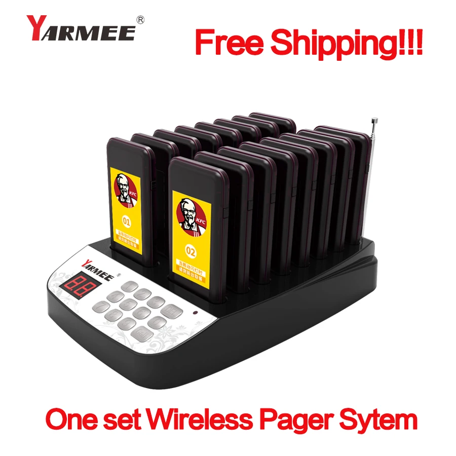 YARMEE 1 передатчик + 16 Coaster пейджер беспроводной система вызова в очереди для