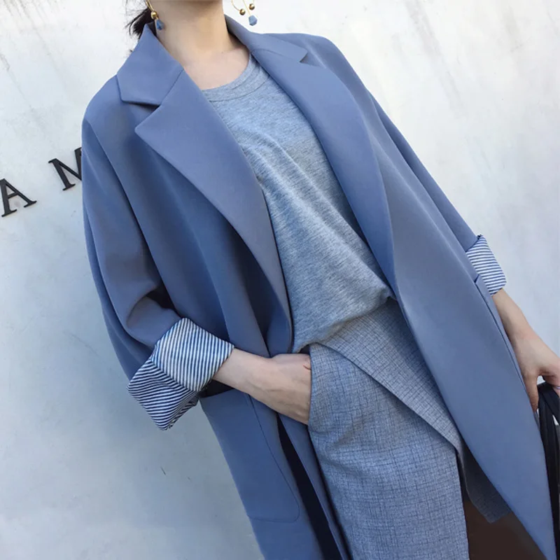 Тренч Женский длинный свободный весенний 2019|Женские плащи и тренчи| |