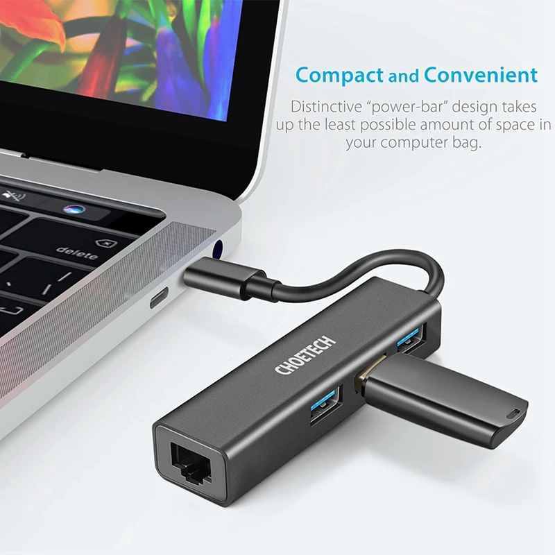 AAAJ Choetech Usb C в гигабитный Ethernet адаптер Rj45 порт и 3 порта 0 для 2018/2017/2016 Macbook/Surface Book