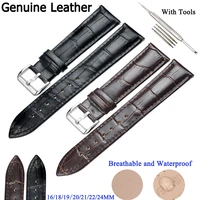 genuine leather watch strap stainless steel buckle butterfly clasp man watch band 18mm 20mm 22mm watchband leather strap d20