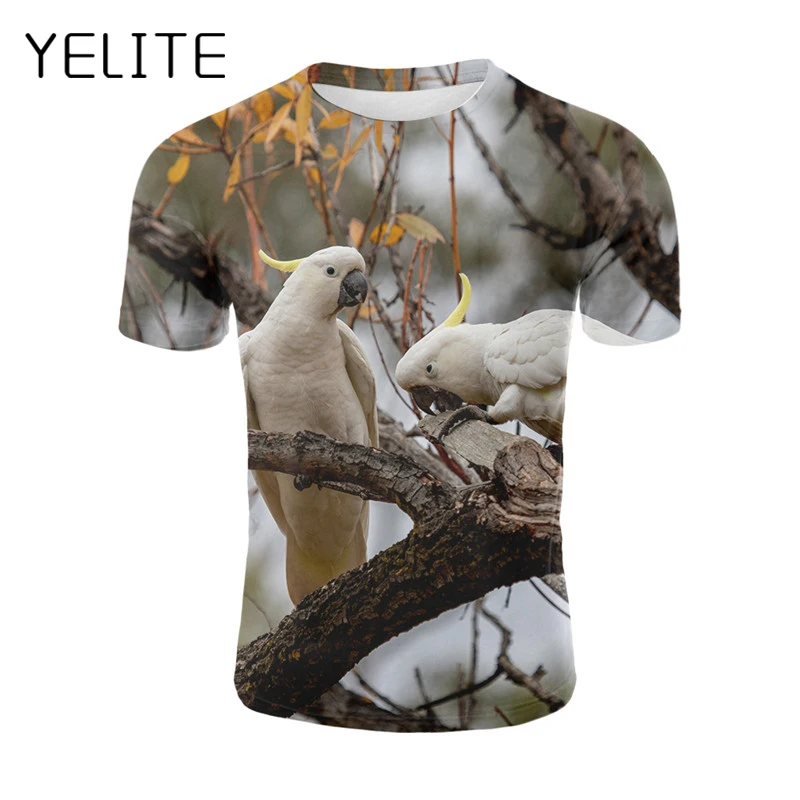 YELITE футболка с попугаем Мужская животными хип хоп птица 3d принт крутая одежда
