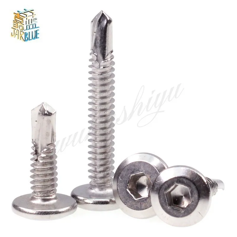 20pcs 410 Stainless Steel M5 M5.5 M6 Flat Head Hex Drill Tail Self-tapping Screws | Обустройство дома