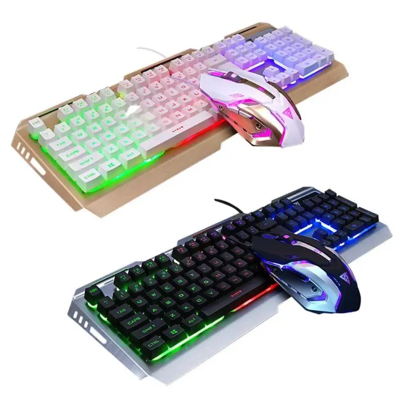 V1 USB Проводная эргономичная 7 цветов LED подсветка Механическая игровая клавиатура