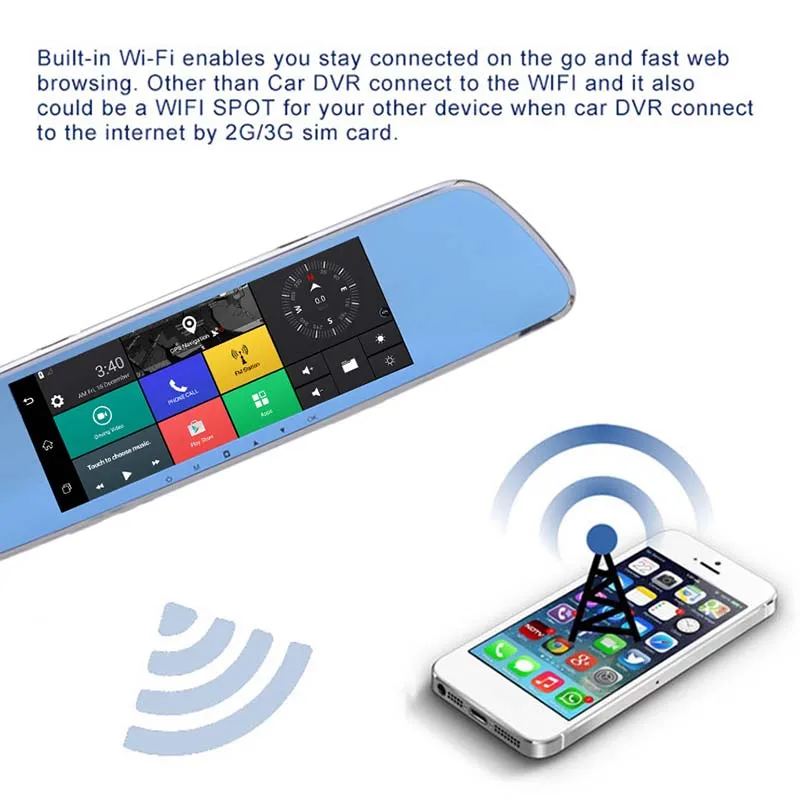 7 дюймовый 3G Ips Универсальный Автомобильный видеорегистратор заднего вида с Gps