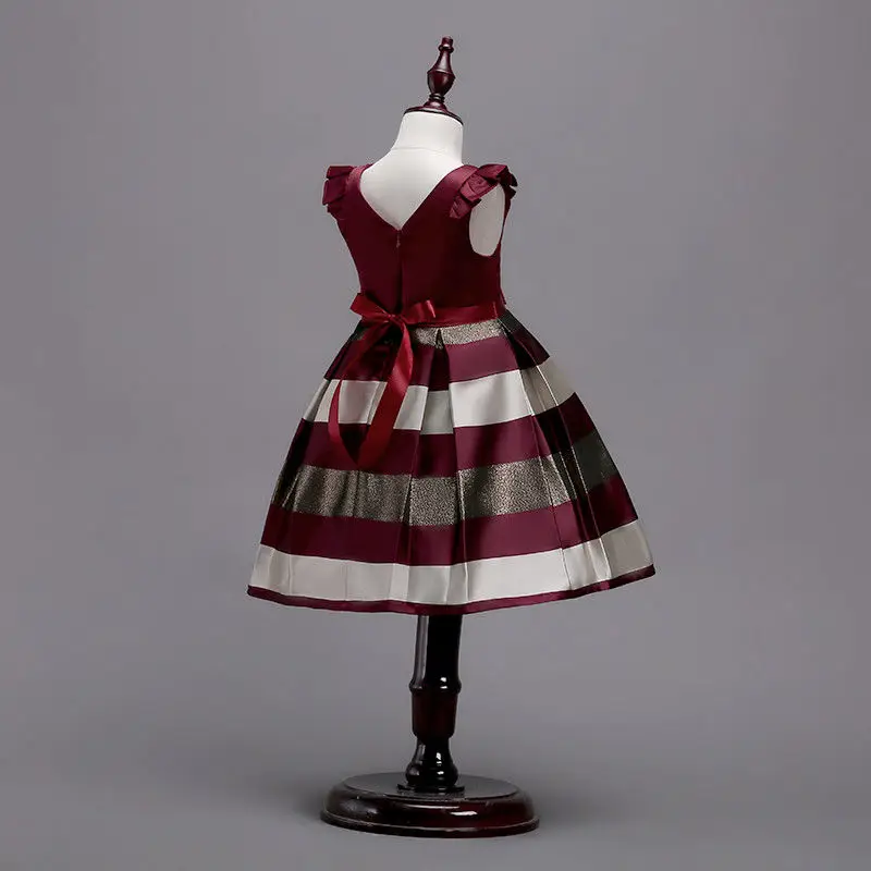 Toddler Kids Girl Summer Sleeveless Cotton Clothes Bowknot Striped Pageant Party Formal Gown Dresses Fashionable | Детская одежда и