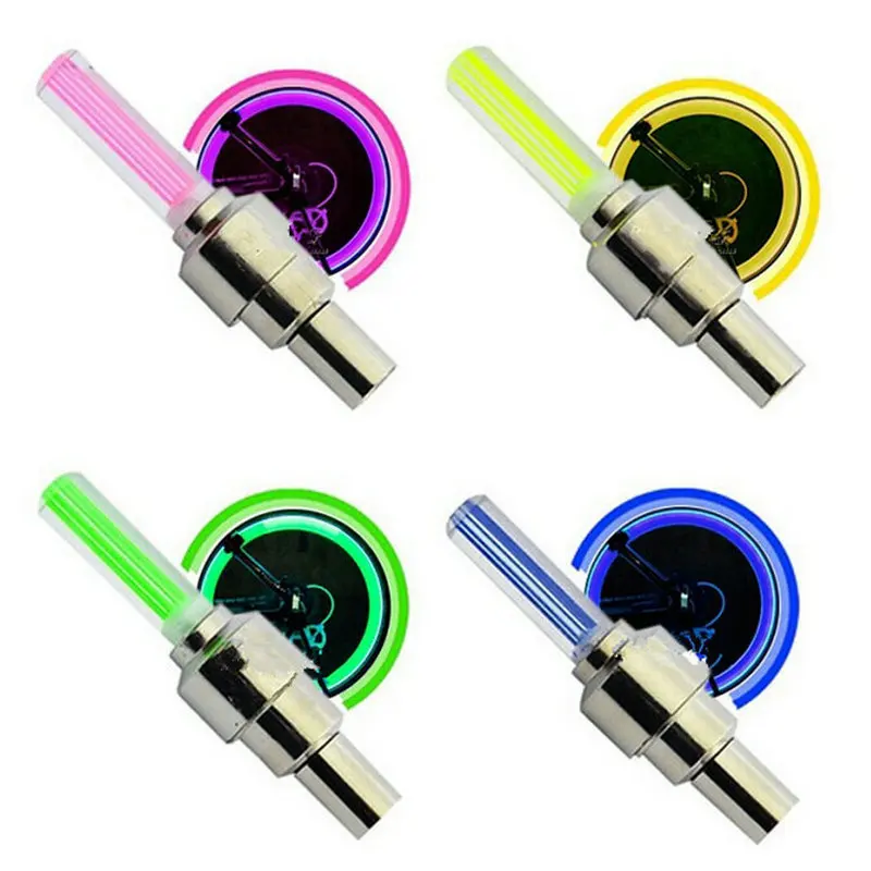 1pcs Bicycle Wheel Tire Valve Caps Lights LED Cycling Spokes Lantern Bike Lamp Accessories Color blue Green Pink Yellow | Спорт и