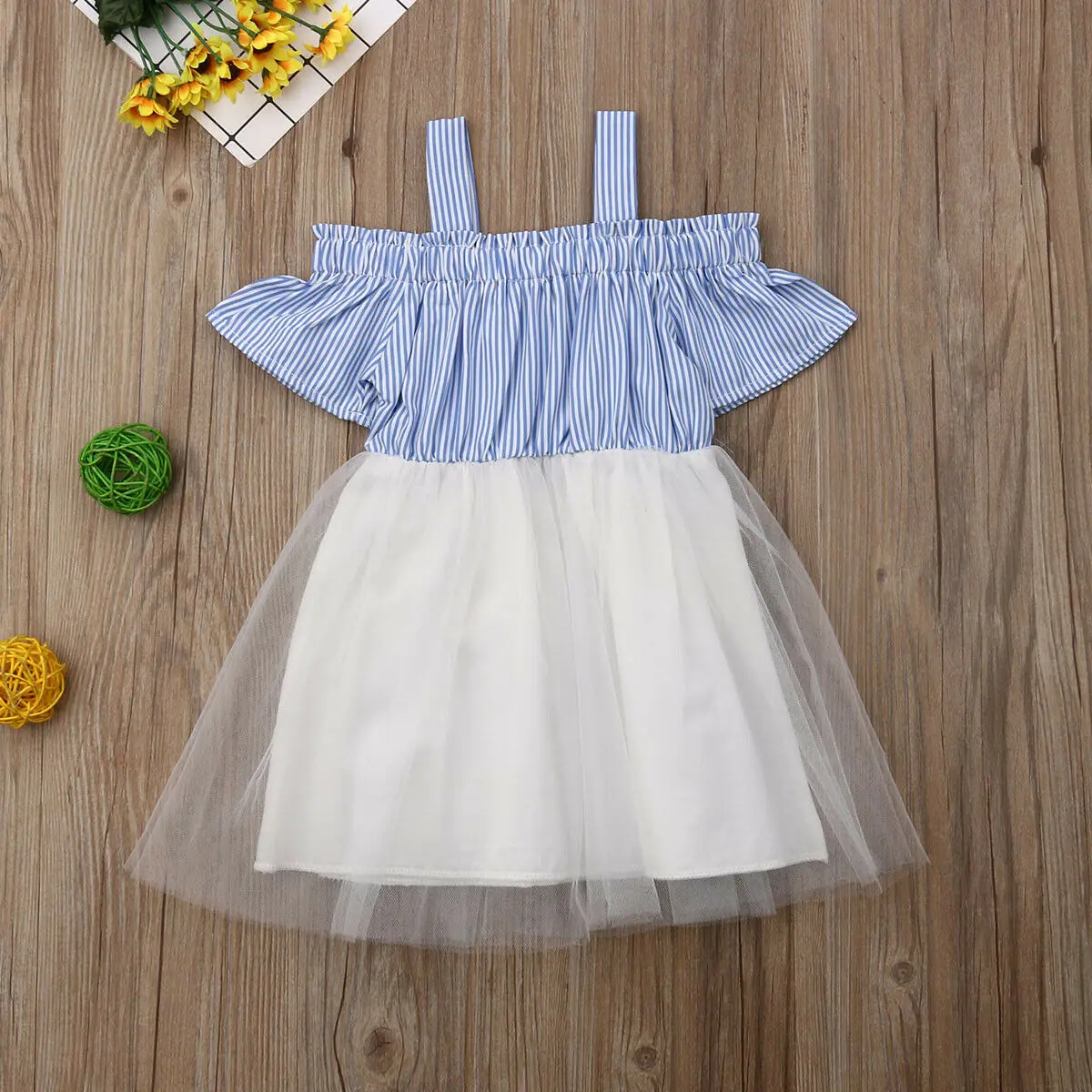 New Summer Toddler Kids Girls Off shoulder Strip Tutu Formal Pageant Party Dress Sundress Clothes | Детская одежда и обувь