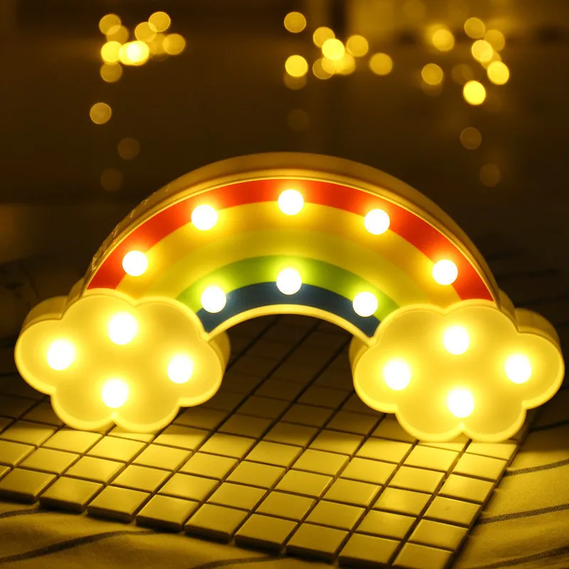 Новинка Светодиодный украшения luminaria-де-меса единорог Фламинго Сердце радуги