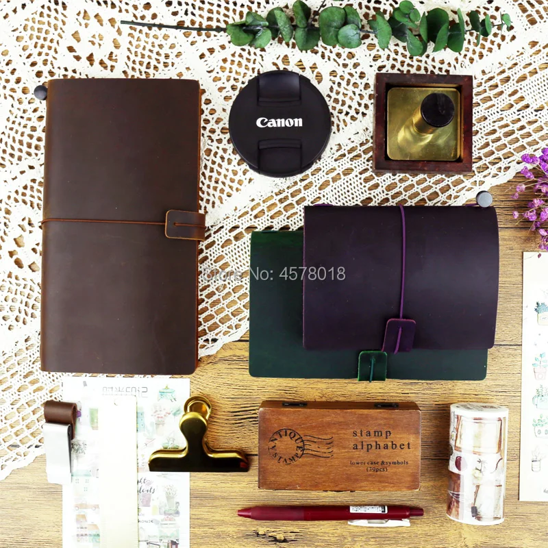 

Mypretties винтажный дорожный ноутбук из натуральной кожи, журнал путешествий ручной работы; Записная книжка заправки для планировщика, стандар...