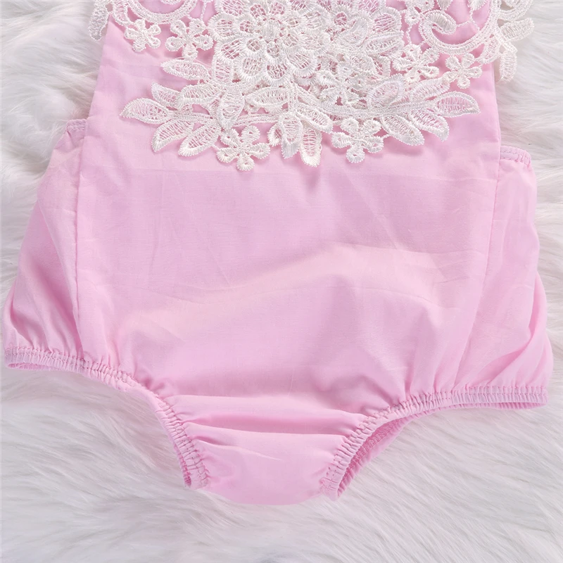 Newborn Infant Baby Girls Pink Lace Floral Romper 2018 New Arrival Fashion Backless Jumpsuit Outfits Set +headband Sunsuit 0-18M |