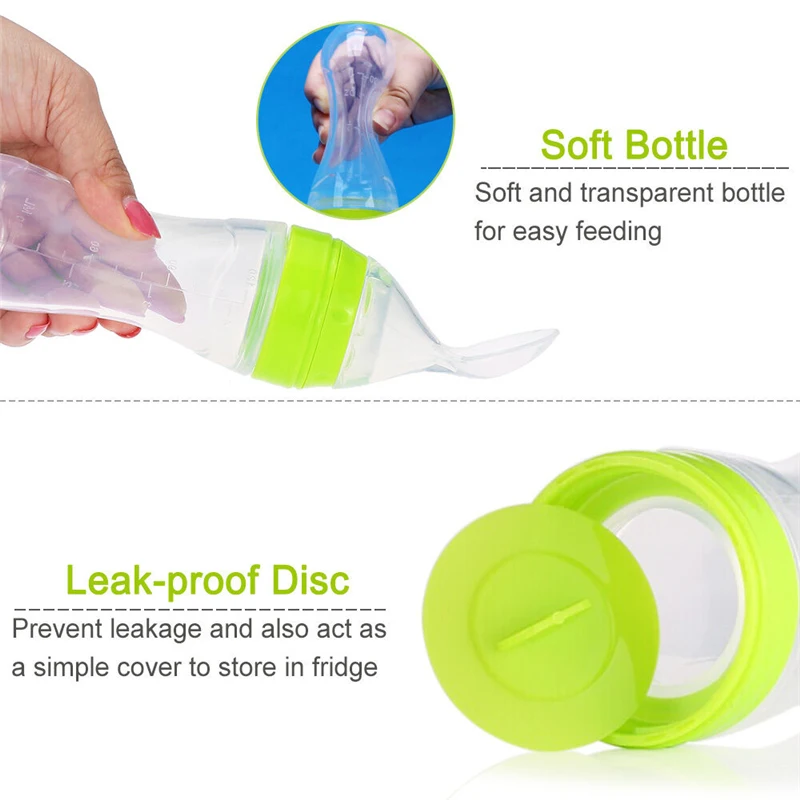 

Infant Nipple Pacifier Baby Feeding Newborn Utensils Tool Milk Bottle With Spoon Silicone Gel Hot Sale Baby Solid Feeding Spoon