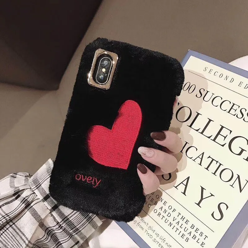 Fashion Winter Warm phone cover for iphone case 7 7plus 8 8plus soft TPU plush back iphone6 6s 6plus X XS MAX XR Love |