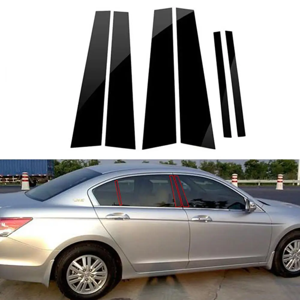 6 шт. черные столбики для стойки подходят Honda Accord 2008 2013 набор крышек отделки дверей