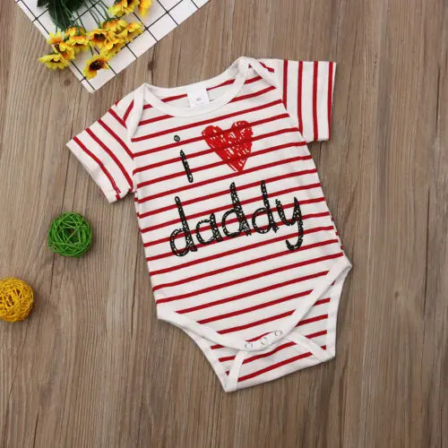 Pudcoco I love Dady хлопковая одежда для новорожденных мальчиков и девочек Полосатый