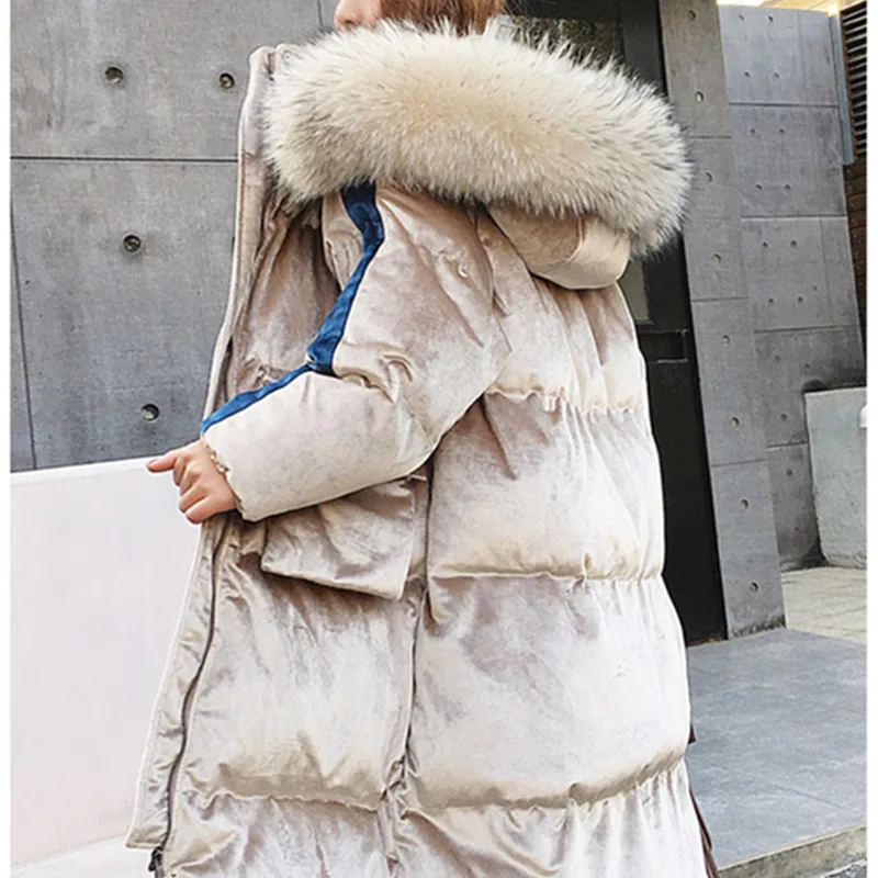2018 Winter Women Hooded Plus Size Velvet Thicken Warm Fur Collar Cotton Padded Jacket Coat Female Parkas Mujer Invierno LS46