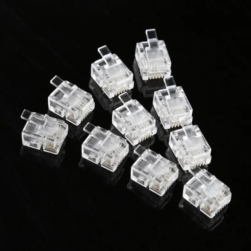 100X 4 Pin RJ11 RJ 11 6P4C модульный телефонный Кристальный разъем|Соединители| |