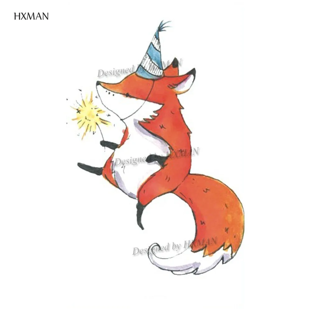 Временная татуировка HXMAN с лисой из мультфильма водонепроницаемая животными