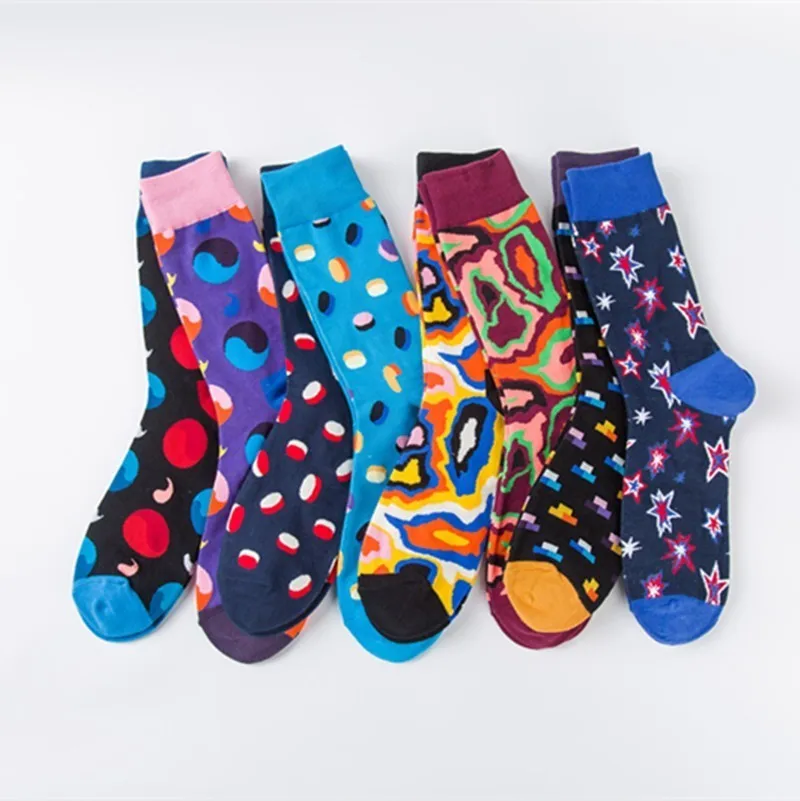 Fashion Harajuku Original 8 Colors Men's Socks Cotton Colorful Dress Happy Novelty Flower Patterned Hip Hop Men Sock Gift | Мужская