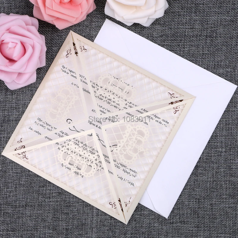 

PONATIA 20 Pcs Laser Cut Invitation Cards for Birthday Wedding Engagementing Festivals Invitations Cards