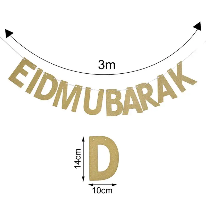 11 шт воздушные шары EID MUBARAK золото баннер с блестками мусульманских украшения на