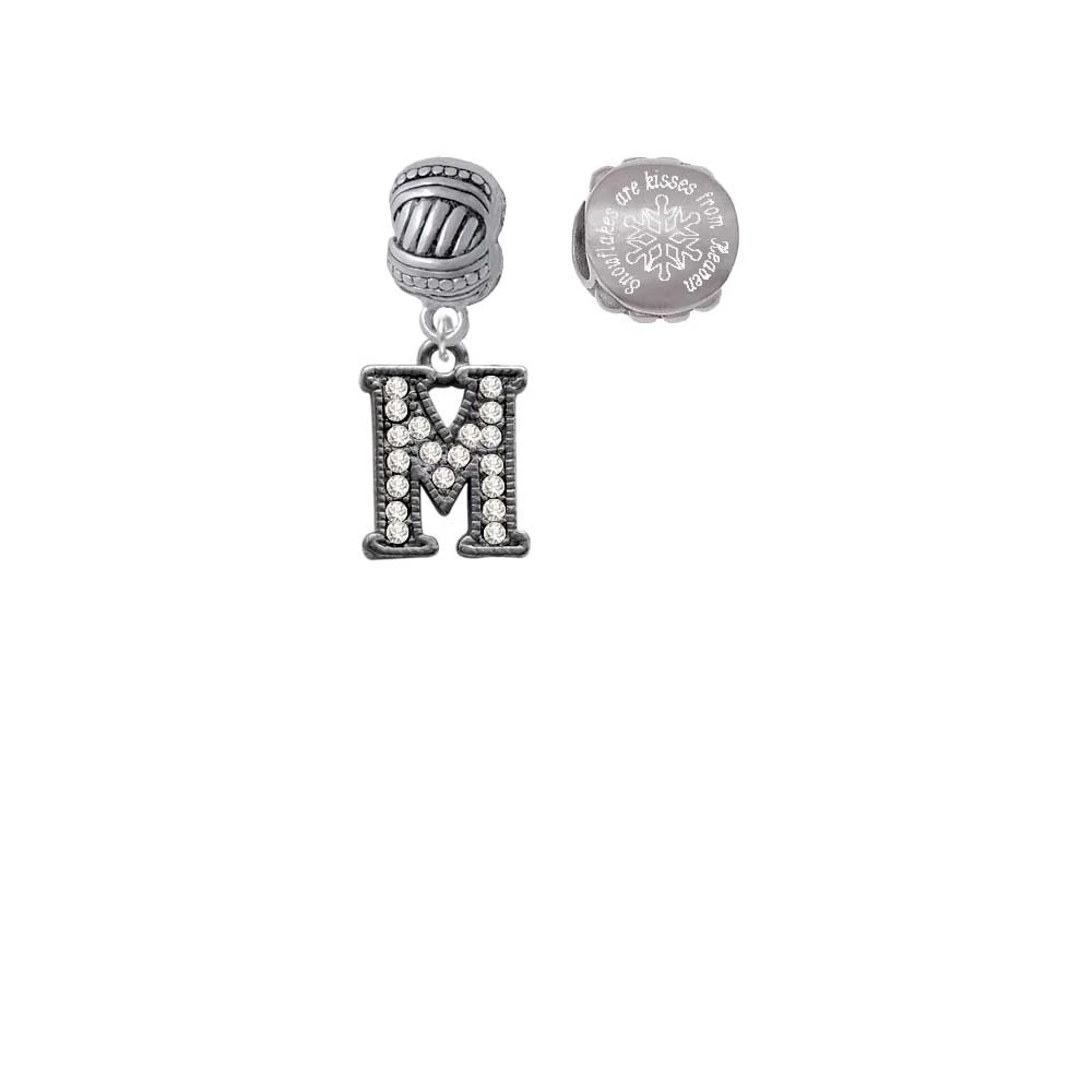 Черный Nickeltone Кристалл Initial-M-бисерная граница-снежинки поцелуи из неба Шарм бисер