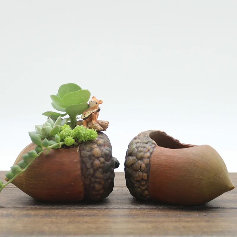 WSHYUFEI Mini Cute Flower Pot Succulent Plant Flowerpots Resin Kawaii Garden Pots Home Decor | Дом и сад