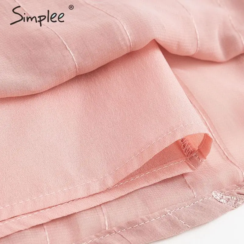 Женский повседневный летний комбинезон Simplee розовый женский шифоновый с