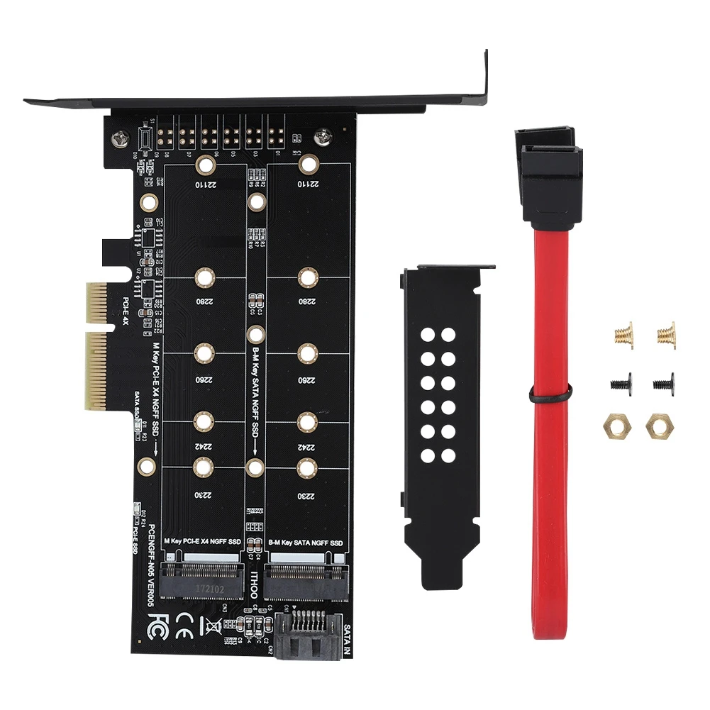 Новое поступление PCI-E 4X к M.2 NVMe SSD адаптер NGFF карта B-key + M-key расширение двойной