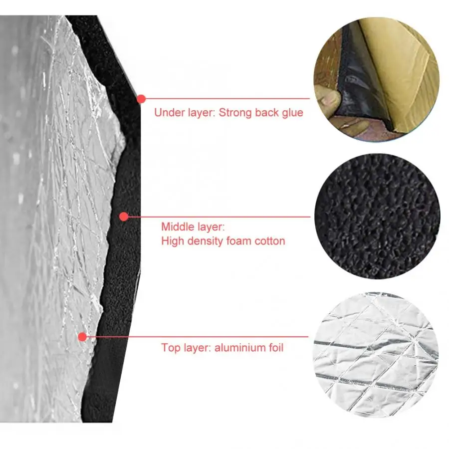 sound insulation 24*40inch 10mm Car Sound Proofing Foam Deadening Vehicle Heat Insulation Mat Waterproof car tools | Автомобили и